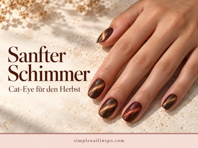 Herbstliche Cat-Eye-Nägel mit sanftem Schimmer und tiefen, eleganten Farben.