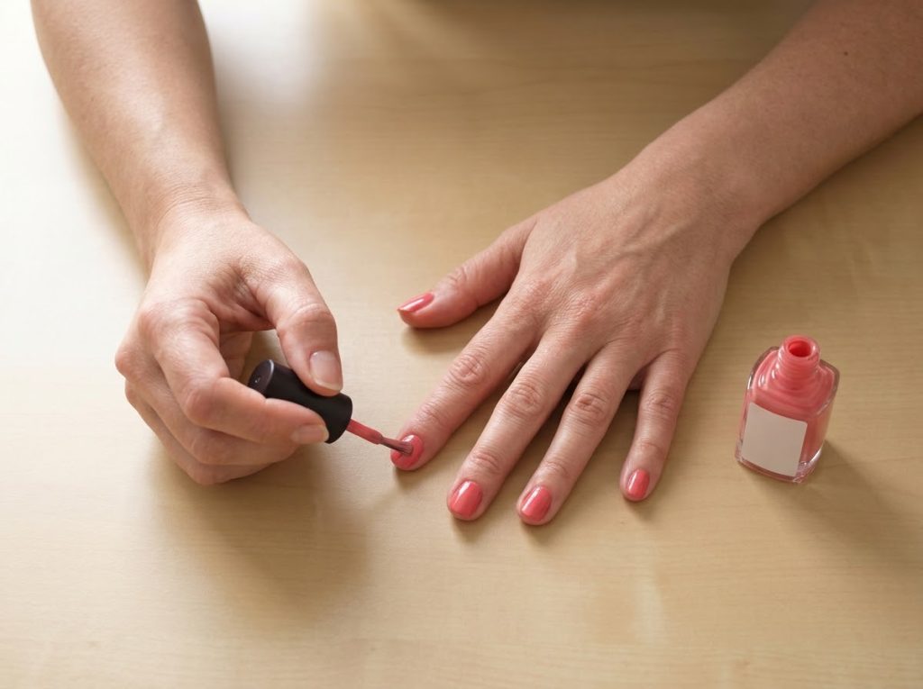 Supported forearms and a stable resting hand help position the brush while painting.